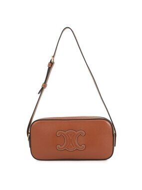 Celine Shoulder Bag Triomphe Mini Leather Brown